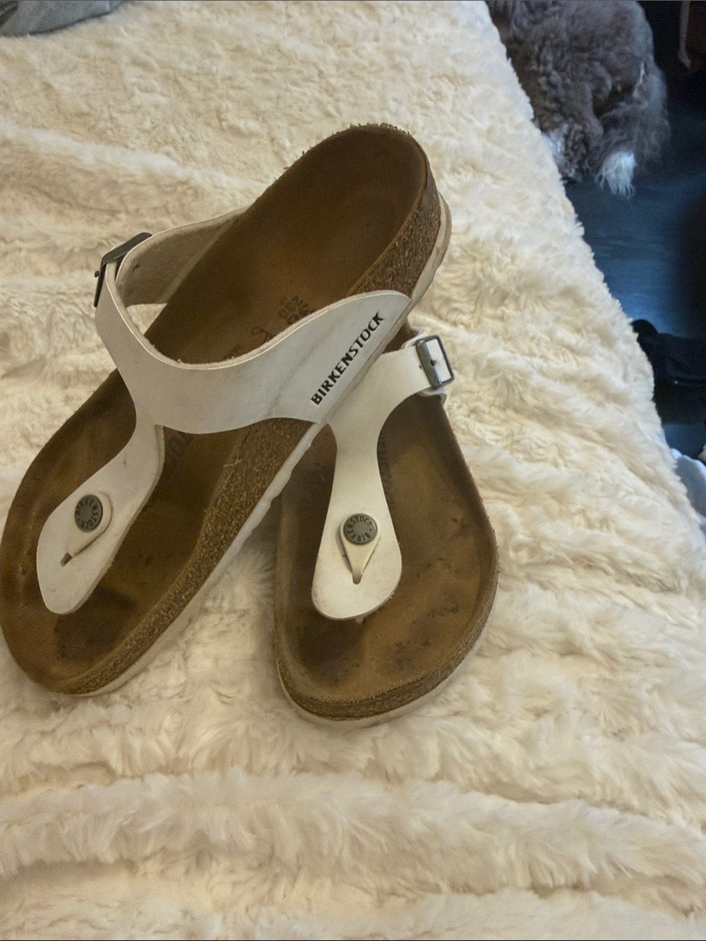 Birkenstock White Gizeh-Style Thong Sandals size 36